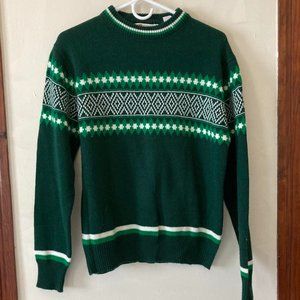 Vintage 70s Green Fair Isle Sweater